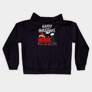 Happy Christmas Santa Hat Steam Train Rail Enthusiasts Kids Hoodie